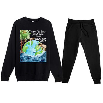 Save The Bees Environmental Protection Earth Day Climate Premium Crewneck Sweatsuit Set