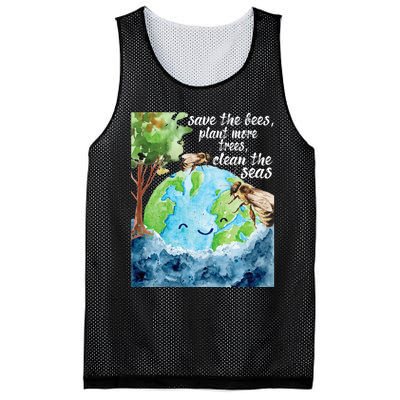 Save The Bees Environmental Protection Earth Day Climate Mesh Reversible Basketball Jersey Tank