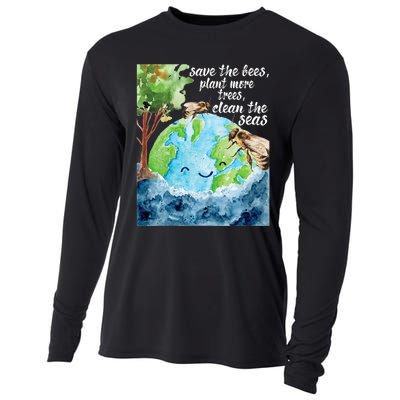 Save The Bees Environmental Protection Earth Day Climate Cooling Performance Long Sleeve Crew