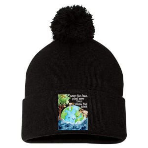 Save The Bees Environmental Protection Earth Day Climate Pom Pom 12in Knit Beanie