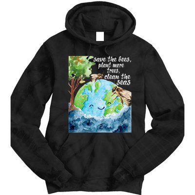 Save The Bees Environmental Protection Earth Day Climate Tie Dye Hoodie