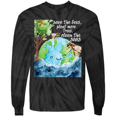 Save The Bees Environmental Protection Earth Day Climate Tie-Dye Long Sleeve Shirt