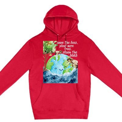 Save The Bees Environmental Protection Earth Day Climate Premium Pullover Hoodie