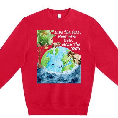 Save The Bees Environmental Protection Earth Day Climate Premium Crewneck Sweatshirt