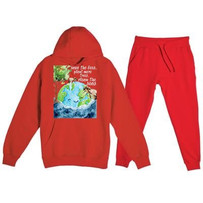 Save The Bees Environmental Protection Earth Day Climate Premium Hooded Sweatsuit Set