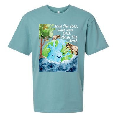 Save The Bees Environmental Protection Earth Day Climate Sueded Cloud Jersey T-Shirt