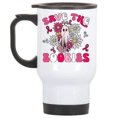 Save The Boobies Ghoul Ghost Halloween Stainless Steel Travel Mug