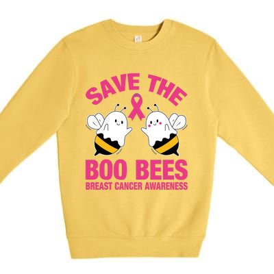 Save The Boobees Boo Bees Breast Cancer Halloween Great Gift Premium Crewneck Sweatshirt