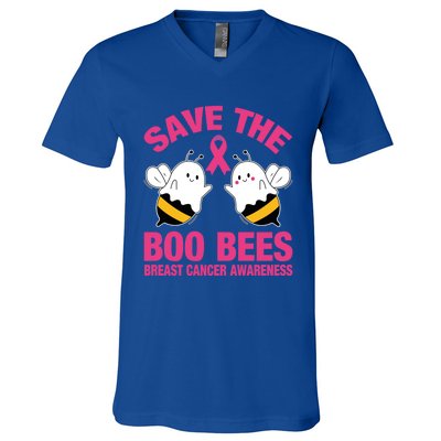 Save The Boobees Boo Bees Breast Cancer Halloween Great Gift V-Neck T-Shirt