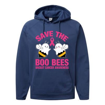 Save The Boobees Boo Bees Breast Cancer Halloween Great Gift Performance Fleece Hoodie