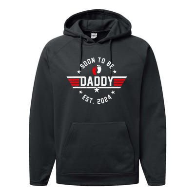 Soon To Be Daddy 2024 Fathers Day First Time Dad Pregnancy Performance Fleece Hoodie