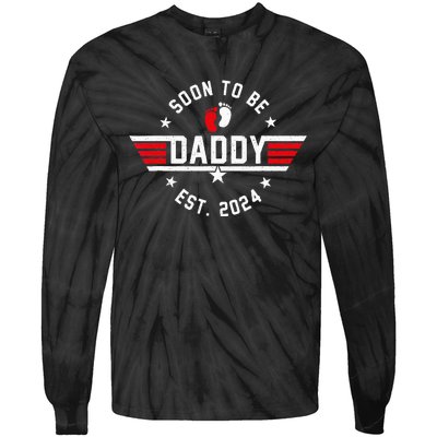 Soon To Be Daddy 2024 Fathers Day First Time Dad Pregnancy Tie-Dye Long Sleeve Shirt