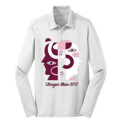 Stronger Than BPD Awareness Silk Touch Performance Long Sleeve Polo