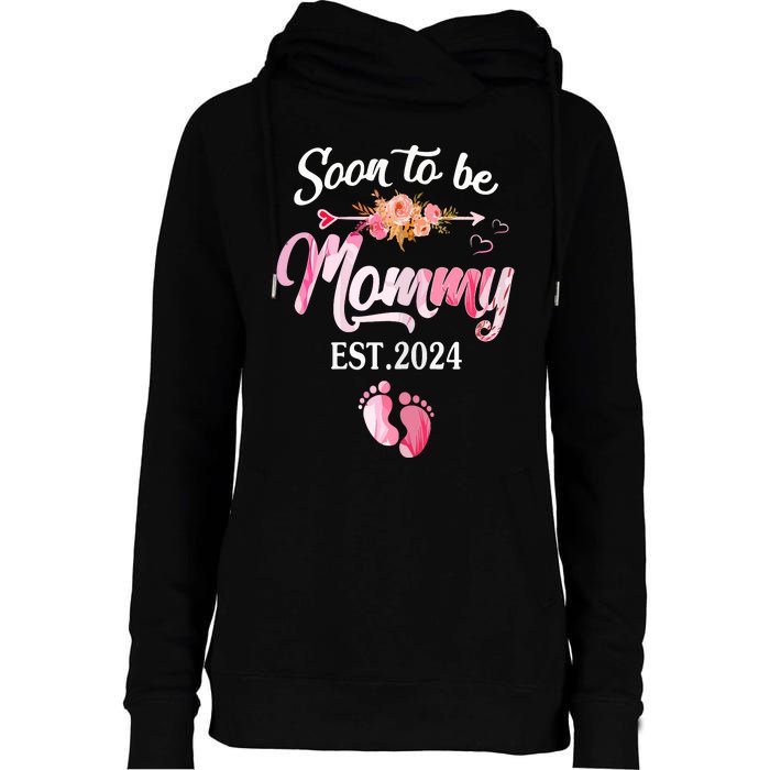 Soon To Be Mommy 2024 Mothers Day First Time Mom Pregnancy Womens Funnel Neck Pullover Hood