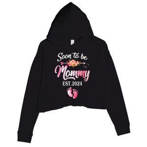 Soon To Be Mommy 2024 Mothers Day First Time Mom Pregnancy Crop Fleece Hoodie