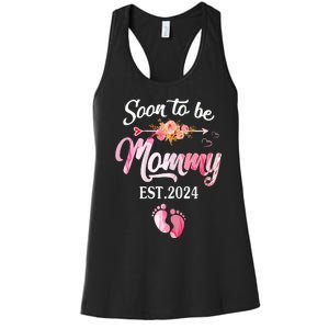 Soon To Be Mommy 2024 Mothers Day First Time Mom Pregnancy Women's Racerback Tank