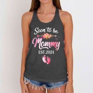 Soon To Be Mommy 2024 Mothers Day First Time Mom Pregnancy Women's Knotted Racerback Tank