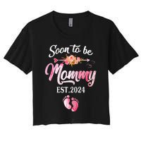 Soon To Be Mommy 2024 Mothers Day First Time Mom Pregnancy Women's Crop Top Tee