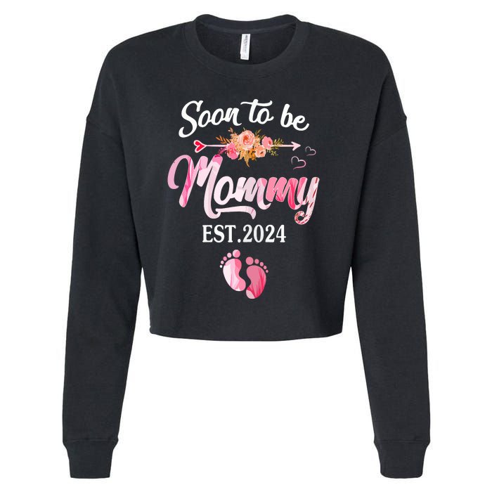 Soon To Be Mommy 2024 Mothers Day First Time Mom Pregnancy Cropped Pullover Crew