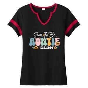 Soon To Be Auntie Est 2024 New Aunt Pregnancy Announcement Ladies Halftime Notch Neck Tee