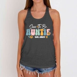 Soon To Be Auntie Est 2024 New Aunt Pregnancy Announcement Women's Knotted Racerback Tank