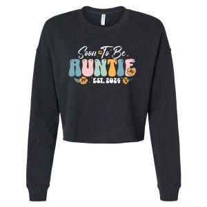 Soon To Be Auntie Est 2024 New Aunt Pregnancy Announcement Cropped Pullover Crew