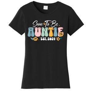 Soon To Be Auntie Est 2024 New Aunt Pregnancy Announcement Women's T-Shirt