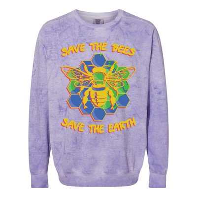 Save The Bees Save The Earth Climate Change Save The Bees Gift Colorblast Crewneck Sweatshirt