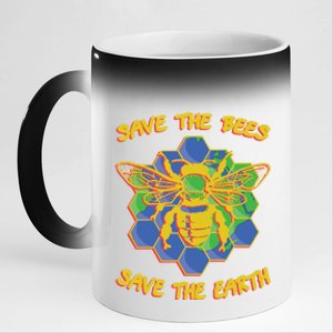 Save The Bees Save The Earth Climate Change Save The Bees Gift 11oz Black Color Changing Mug