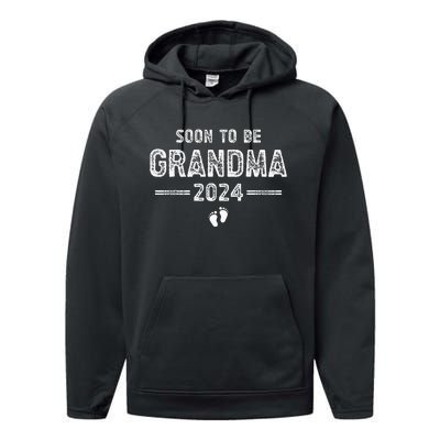 Soon to Be Grandma 2024 Promoted to Grandma Performance Fleece Hoodie