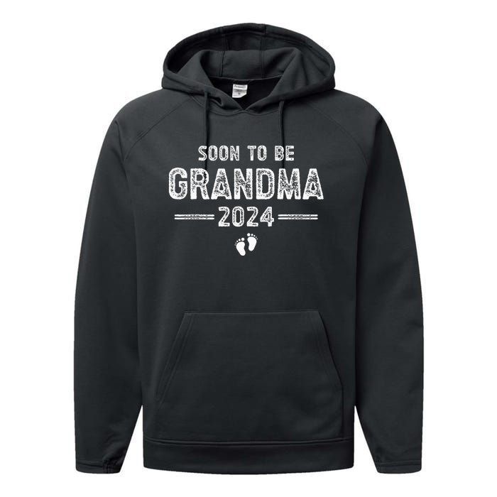 Soon to Be Grandma 2024 Promoted to Grandma Performance Fleece Hoodie