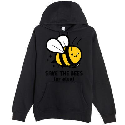 Save The Bees Or Else Knife Nature Animals Premium Pullover Hoodie