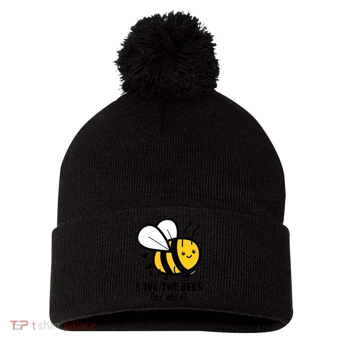 Save The Bees Or Else Knife Nature Animals Pom Pom 12in Knit Beanie