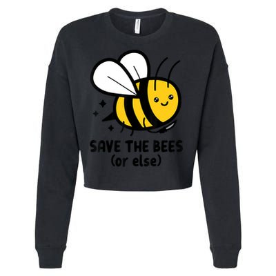 Save The Bees Or Else Knife Nature Animals Cropped Pullover Crew