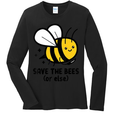 Save The Bees Or Else Knife Nature Animals Ladies Long Sleeve Shirt