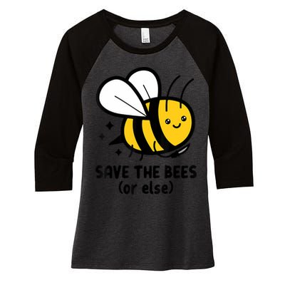 Save The Bees Or Else Knife Nature Animals Women's Tri-Blend 3/4-Sleeve Raglan Shirt