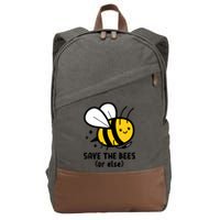 Save The Bees Or Else Knife Nature Animals Cotton Canvas Backpack