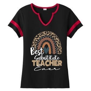 Substitute Teacher Boho Rainbow Teacher Appreciation Gift Ladies Halftime Notch Neck Tee