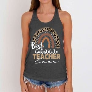 Substitute Teacher Boho Rainbow Teacher Appreciation Gift Women's Knotted Racerback Tank