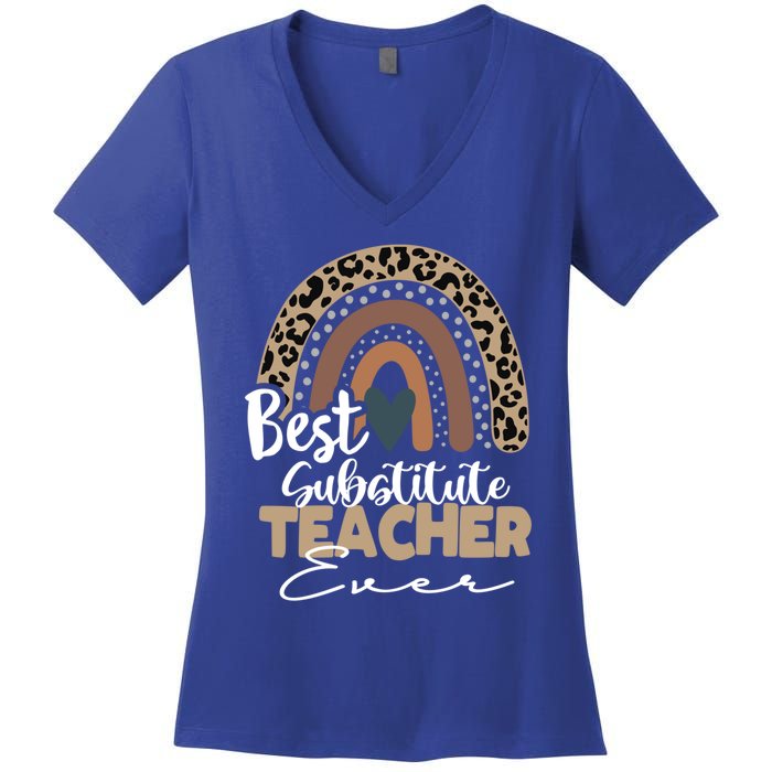 Substitute Teacher Boho Rainbow Teacher Appreciation Gift Women's V-Neck T-Shirt