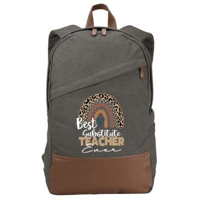 Substitute Teacher Boho Rainbow Teacher Appreciation Gift Cotton Canvas Backpack
