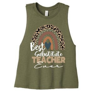 Substitute Teacher Boho Rainbow Teacher Appreciation Gift Women's Racerback Cropped Tank