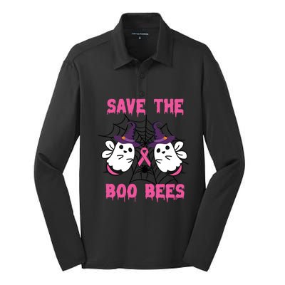 Save The Boo Bees Halloween Breast Cancer Research Awareness Great Gift Silk Touch Performance Long Sleeve Polo