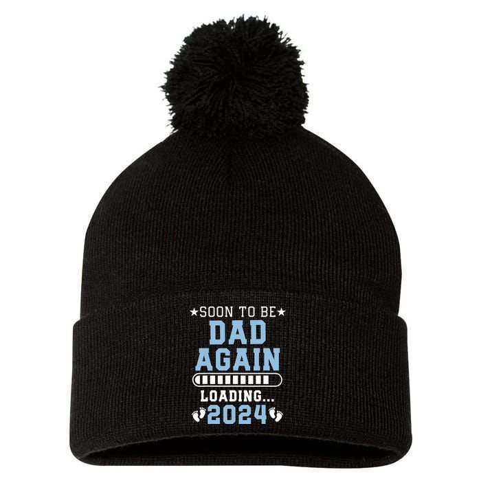 Soon To Be Dad Again Promoted To Dad Again 2024 Pom Pom 12in Knit Beanie