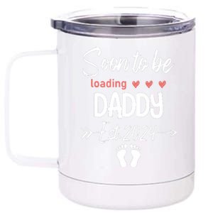 Soon To Be Daddy 2024 Loading Funny Pregnancy Announce 12 oz Stainless Steel Tumbler Cup