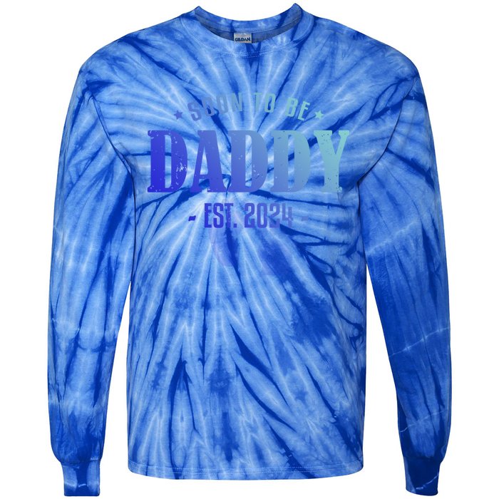 Soon To Be Daddy Est 2024 Vintage Dad To Be Fathers Day Gift Tie-Dye Long Sleeve Shirt