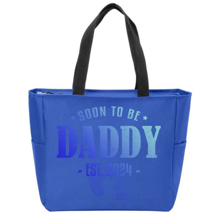 Soon To Be Daddy Est 2024 Vintage Dad To Be Fathers Day Gift Zip Tote Bag