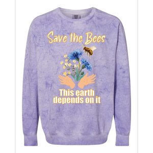 Save The Bees This Earth Depends On It Earth Life Gift Colorblast Crewneck Sweatshirt