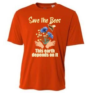 Save The Bees This Earth Depends On It Earth Life Gift Cooling Performance Crew T-Shirt