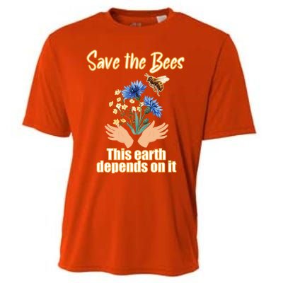 Save The Bees This Earth Depends On It Earth Life Gift Cooling Performance Crew T-Shirt